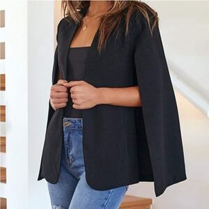 Zara Black Cape Blazer Sz Small